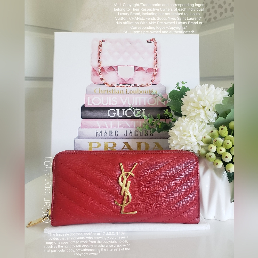 Authentic Pre-owned Yves Saint Laurent Grain De Poudre Zip Around Wallet